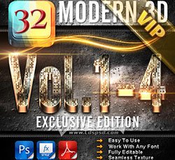 PS图层样式－32个时髦的3D文本特效合集：32 Modern 3D_Bundle (Vol.1-4)
